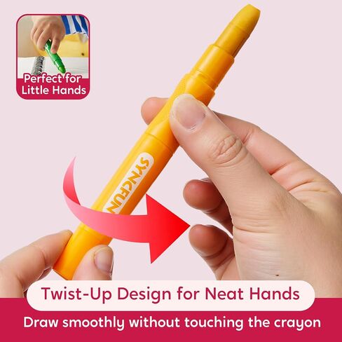 SYNCFUN 24 Pcs Twistable Silky Crayons, Washable Crayons for Paper, Easy to Hold & Quick-Drying Art Supplies, Non-Toxic, Mess Free, Birthday Gifts for Kids Ages 3 and Up, Crafts Supplies in Saudi Arabia
