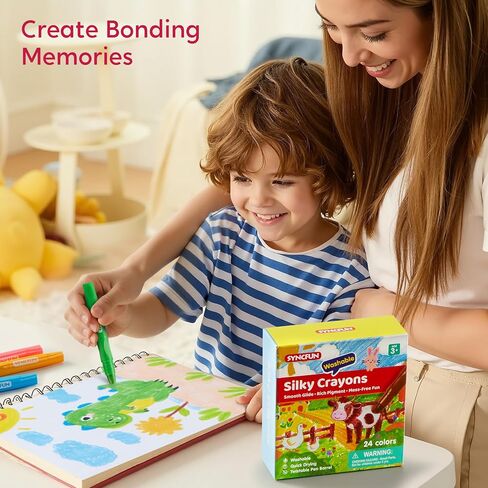 SYNCFUN 24 Pcs Twistable Silky Crayons, Washable Crayons for Paper, Easy to Hold & Quick-Drying Art Supplies, Non-Toxic, Mess Free, Birthday Gifts for Kids Ages 3 and Up, Crafts Supplies in Saudi Arabia
