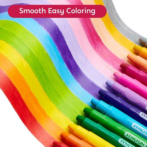 SYNCFUN 24 Pcs Twistable Silky Crayons, Washable Crayons for Paper, Easy to Hold & Quick-Drying Art Supplies, Non-Toxic, Mess Free, Birthday Gifts for Kids Ages 3 and Up, Crafts Supplies in Saudi Arabia