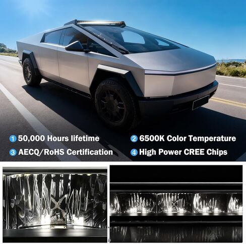 Roof LED Light Bar Compatible with 2024 2025 Tesla Cybertruck, 26×12W LEDs (312W Total), 5700–6500K, Waterproof Aluminum Housing, Plug-and-Play, Rooftop Off-Road Driving Lamp in Saudi Arabia