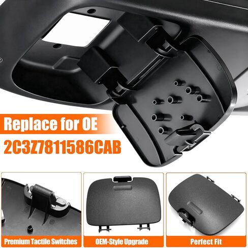 متوافق مع وحدة التحكم العلوية Ford Super Duty F250 F350 F450 F550 صندوق حامل النظارات الشمسية 2002 2003 2004، استبدال لـ 2C3Z27811586BAA لتخزين النظارات الشمسية على السقف، F250 غطاء الصندوق العلوي - رمادي فاتح in Kuwait