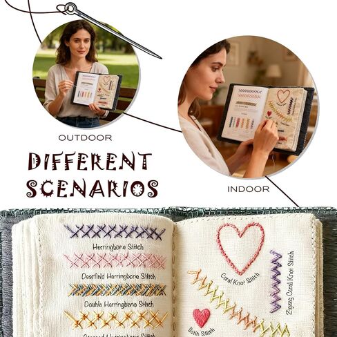 مجموعة التطريز Cmtuuy، الحرف اليدوية للبالغين، غطاء أزرق، غطاء قماش أبيض، صفحات تأثير ملونة، 5 صفحات من القماش، 40 تقنية تطريز، 86 قطعة، مجموعة عدسة مكبرة، مجموعات DIY للبالغين in Kuwait