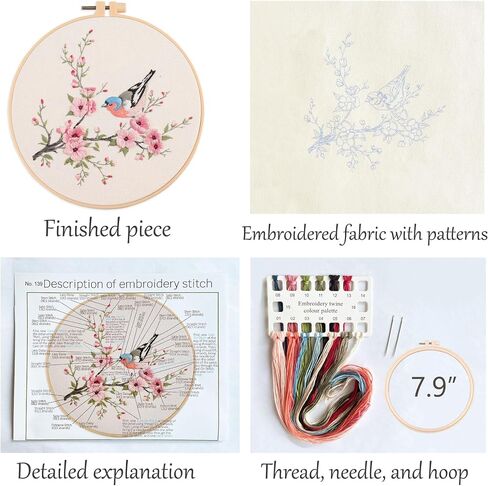 Silentsea Embroidery Kit, Floral and Nature Designs, 3-Pack with Hoops, Needlework Pattern Set (Flower) in Saudi Arabia