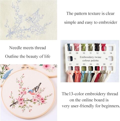 Silentsea Embroidery Kit, Floral and Nature Designs, 3-Pack with Hoops, Needlework Pattern Set (Flower) in Saudi Arabia