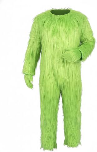 LILLIWEEN Green Monster Furry Costume Jumpsuits Halloween Cosplay Costume Christmas Santa Suit Xmas Gifts Unisex in Saudi Arabia
