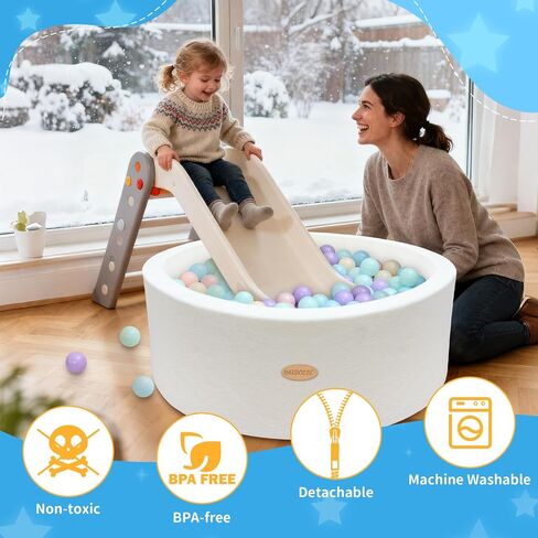 35.4" Soft Fleece Ball Pit & Playpen for Toddlers & Babies, Indoor/Outdoor Kids Foam Play Center, for Boys & Girls, White in Saudi Arabia