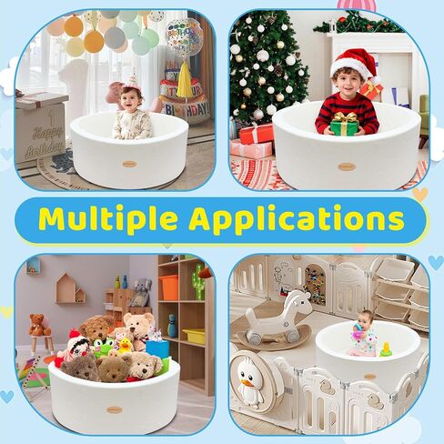 35.4" Soft Fleece Ball Pit & Playpen for Toddlers & Babies, Indoor/Outdoor Kids Foam Play Center, for Boys & Girls, White in Saudi Arabia