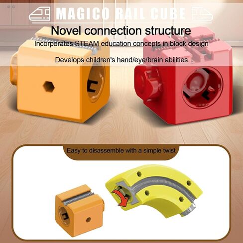 قطار المسار السحري، مسار بناء ثلاثي الأبعاد قابل للشحن عبر USB، مسار مكعب ولافتات، لعبة تعليمية للعلوم والتكنولوجيا والهندسة والرياضيات للأعمار من 4 إلى 8 سنوات (81 قطعة) in Kuwait