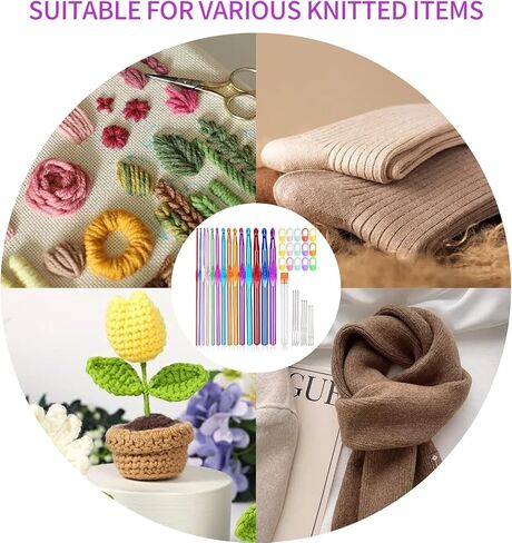 Coloured Crochet Hooks, 37 PCS Crochet Hook Set, High Quality Crochet Needles for Arthritic Hands, with Large-Eye Blunt Needles and Stitch Markers in Saudi Arabia