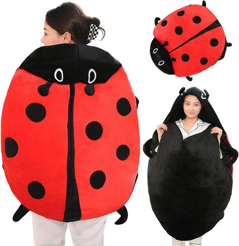 وسادة خنفساء قابلة للارتداء، وسادة ليدي باج قابلة للارتداء، قطيفة كبيرة الحجم على شكل حشرة، قطيفة كبيرة الحجم قابلة للإزالة (100 سم / 39.37 بوصة) in Kuwait