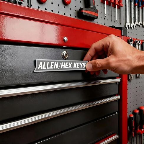 12 Pack Magnetic Tool Box Labels, 3D-Printed Magnetic Toolbox Labels for Quick Drawer Identification, Reusable Tags for Steel Toolboxes, Carts, Drawers & Cabinets (Black) in Kuwait