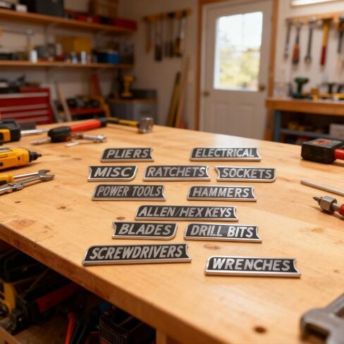 12 Pack Magnetic Tool Box Labels, 3D-Printed Magnetic Toolbox Labels for Quick Drawer Identification, Reusable Tags for Steel Toolboxes, Carts, Drawers & Cabinets (Black) in Kuwait