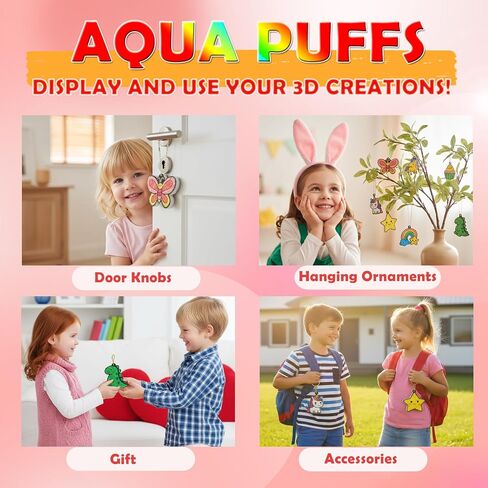 SJHSJH Aqua Puffs 3D Art Kit for Kids – Mess-Free Paint by Number Crafts with Princesses & Unicorns, DIY Color & Inflate Activity Set, Creative Travel Toy & Gift for Girls & Boys Ages 4-10 in Saudi Arabia