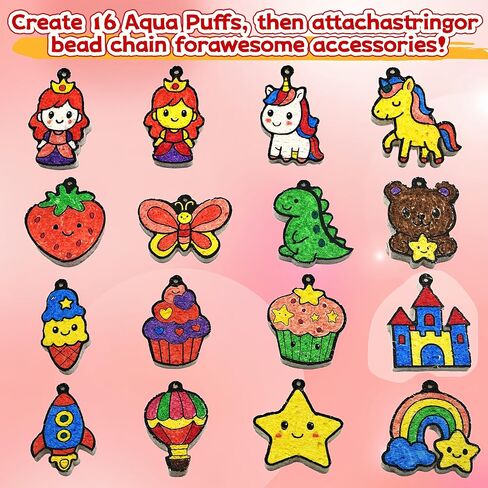 SJHSJH Aqua Puffs 3D Art Kit for Kids – Mess-Free Paint by Number Crafts with Princesses & Unicorns, DIY Color & Inflate Activity Set, Creative Travel Toy & Gift for Girls & Boys Ages 4-10 in Saudi Arabia