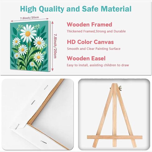 4 Pack Paint by Numbers Kit for Kids with Frame - Wooden Easel, Animal Paint by Numbers for Kids Ages 4 8 12, Easy Owl Cat Sloth Zebra Acrylic Oil Painting Kits for Home Wall Decoration 8x8 inch in Kuwait