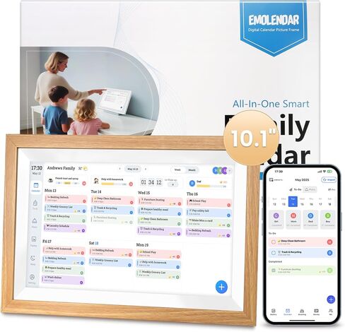 التقويم الرقمي، 10.1 بوصة التقويم الإلكتروني الذكي Fmaily Wall Planner مع شاشة تعمل باللمس، إطار صورة رقمي قابل للتركيب على الحائط والمكتب للنساء والأم in Kuwait