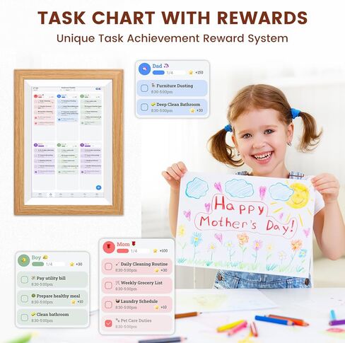 التقويم الرقمي، 10.1 بوصة التقويم الإلكتروني الذكي Fmaily Wall Planner مع شاشة تعمل باللمس، إطار صورة رقمي قابل للتركيب على الحائط والمكتب للنساء والأم in Kuwait