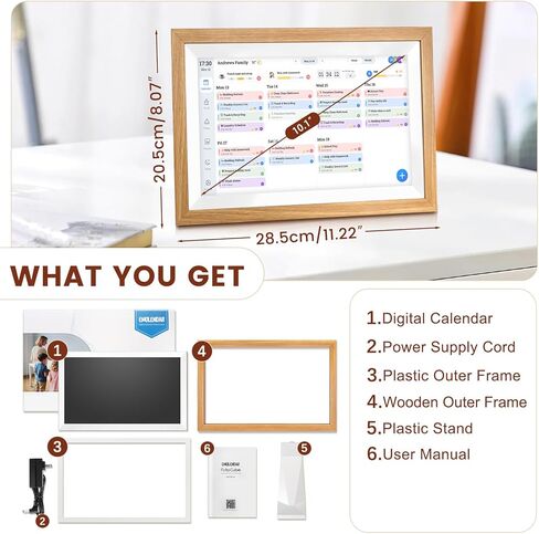 التقويم الرقمي، 10.1 بوصة التقويم الإلكتروني الذكي Fmaily Wall Planner مع شاشة تعمل باللمس، إطار صورة رقمي قابل للتركيب على الحائط والمكتب للنساء والأم in Kuwait