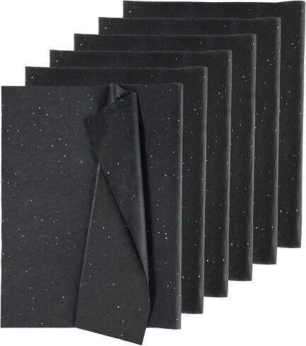 30 Sheets Gift Bag Tissue Paper, 20 X 14 Inch Black Glitter Tissue for Gift Wrap, Black Wrapping Paper for Bags, Filler Flower, DIY Project, Art Crafts, Birthday Wedding Decor in Saudi Arabia