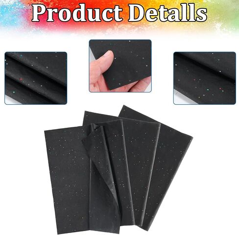 30 Sheets Gift Bag Tissue Paper, 20 X 14 Inch Black Glitter Tissue for Gift Wrap, Black Wrapping Paper for Bags, Filler Flower, DIY Project, Art Crafts, Birthday Wedding Decor in Saudi Arabia