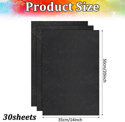 30 Sheets Gift Bag Tissue Paper, 20 X 14 Inch Black Glitter Tissue for Gift Wrap, Black Wrapping Paper for Bags, Filler Flower, DIY Project, Art Crafts, Birthday Wedding Decor in Saudi Arabia