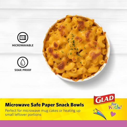 Glad for Kids Unicorn Paper MINI Snack Bowls, Lids Not Included - Heavy Duty Disposable Snack Cups with Unicorns for Kids 6 Ounces, 20 Count in Kuwait