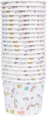 Glad for Kids Unicorn Paper MINI Snack Bowls, Lids Not Included - Heavy Duty Disposable Snack Cups with Unicorns for Kids 6 Ounces, 20 Count in Kuwait