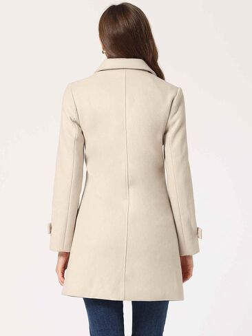 Allegra K Women's Winter Outerwear Overcoat Peter Pan Collar Mid-thigh A-line Single Breasted Pea Coat in Kuwait