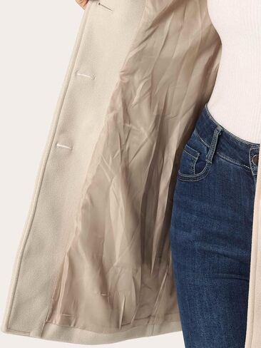 Allegra K Women's Winter Outerwear Overcoat Peter Pan Collar Mid-thigh A-line Single Breasted Pea Coat in Kuwait