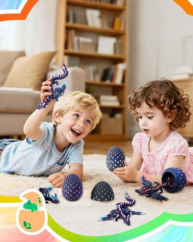 3D Printed Dragon Eggs with Wings Rainbow Glow in The Dark Cool,Articulated Crystal Animals Fidget Toy,Stuff Fun Dinosaur Egg Toy for Kids in Saudi Arabia