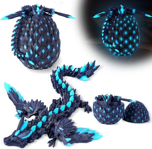 3D Printed Dragon Eggs with Wings Rainbow Glow in The Dark Cool,Articulated Crystal Animals Fidget Toy,Stuff Fun Dinosaur Egg Toy for Kids in Saudi Arabia