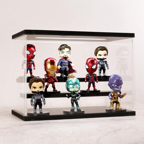 Clear Acrylic Display Case with Light , 5 Tier Display Box Stand Assembly Dustproof Protection Showcase for Collectibles Action Figures (White 12.6×12.2×11.8in; 32×31×30cm) in Kuwait