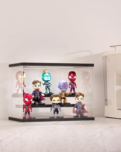 Clear Acrylic Display Case with Light , 5 Tier Display Box Stand Assembly Dustproof Protection Showcase for Collectibles Action Figures (White 12.6×12.2×11.8in; 32×31×30cm) in Kuwait