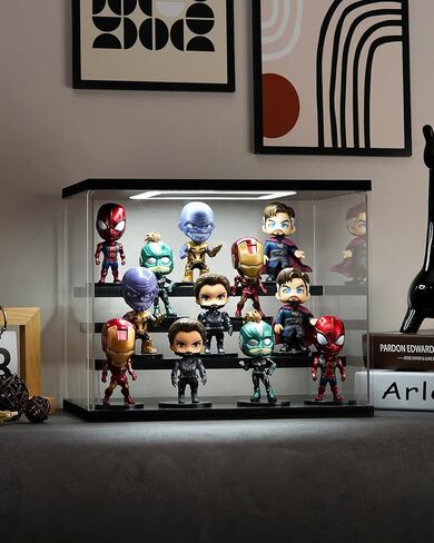 Clear Acrylic Display Case with Light , 5 Tier Display Box Stand Assembly Dustproof Protection Showcase for Collectibles Action Figures (White 12.6×12.2×11.8in; 32×31×30cm) in Kuwait