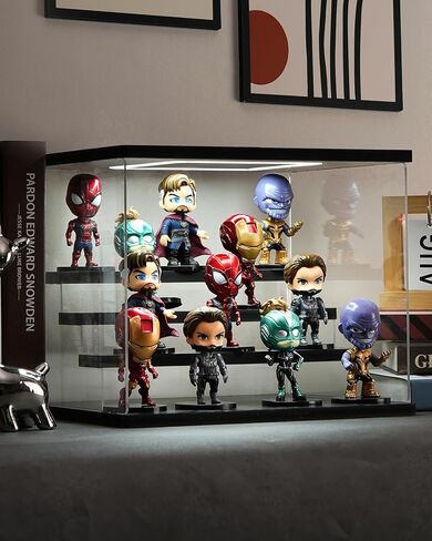 Clear Acrylic Display Case with Light , 5 Tier Display Box Stand Assembly Dustproof Protection Showcase for Collectibles Action Figures (White 12.6×12.2×11.8in; 32×31×30cm) in Kuwait