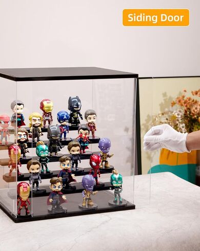 Clear Acrylic Display Case with Light , 5 Tier Display Box Stand Assembly Dustproof Protection Showcase for Collectibles Action Figures (White 12.6×12.2×11.8in; 32×31×30cm) in Kuwait