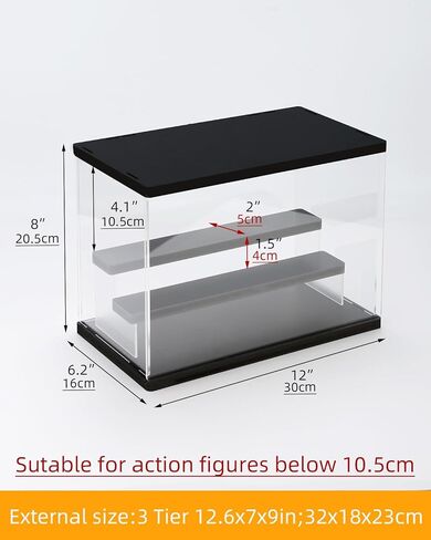 Clear Acrylic Display Case with Light , 5 Tier Display Box Stand Assembly Dustproof Protection Showcase for Collectibles Action Figures (White 12.6×12.2×11.8in; 32×31×30cm) in Kuwait