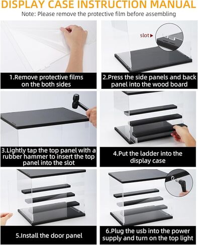 Clear Acrylic Display Case with Light , 5 Tier Display Box Stand Assembly Dustproof Protection Showcase for Collectibles Action Figures (White 12.6×12.2×11.8in; 32×31×30cm) in Kuwait