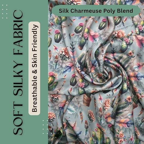 Wild Rag Silk Scarf 36'', Western Cowboy Bandana Square Silky Wild Rags,Grey Teal Cactus Tibal Scarves for Men & Women in Saudi Arabia