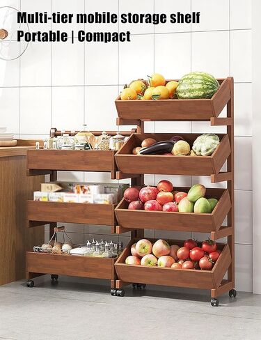 Wood Book Cart with Wheels，2 3 4 Tier Rolling Library Cart Organizer for Study Office Kitchen Classroom Storage cart(35cm,3 Tier) in Saudi Arabia