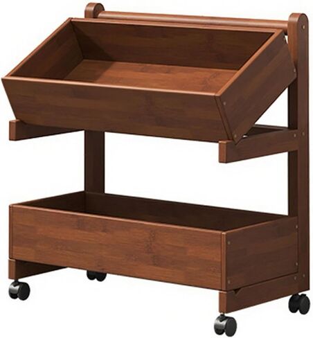 Wood Book Cart with Wheels，2 3 4 Tier Rolling Library Cart Organizer for Study Office Kitchen Classroom Storage cart(35cm,3 Tier) in Saudi Arabia