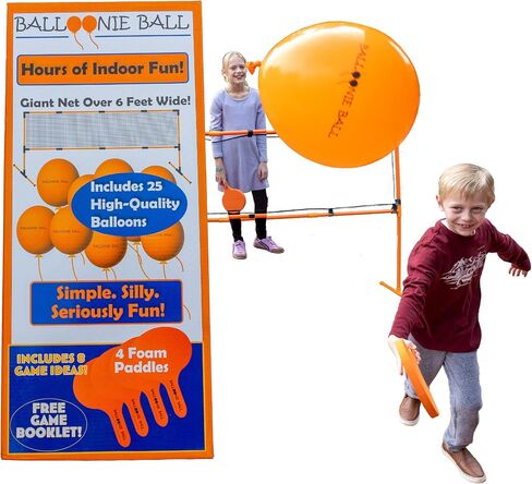 Balloonie Ball - Indoor Balloon Volleyball Game - Foam Paddles, Sturdy Net & Balloons - 9 Games in 1 Set - Active Family Fun - Screen-Free Entertainment - Birthday Parties (Full Size Balloonie Ball) in Saudi Arabia