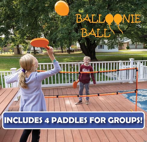 Balloonie Ball - Indoor Balloon Volleyball Game - Foam Paddles, Sturdy Net & Balloons - 9 Games in 1 Set - Active Family Fun - Screen-Free Entertainment - Birthday Parties (Full Size Balloonie Ball) in Saudi Arabia
