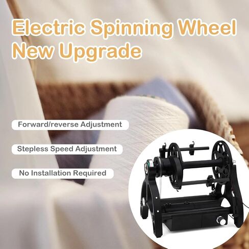 TsoLay 12V Electric Spinning Wheel, Professional Yarn Spinning Wheel Kit, Forward and Reverse, Max Speed 800rpm, Using Carbon Fiber Flywheel Arm and 4X Ball Bearings, for Yarn Weaving in Saudi Arabia