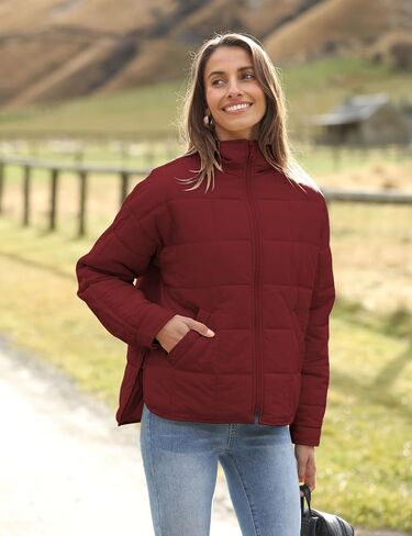 Omoone Women's Quilted Puffer Jacket Zip Up Oversized Lightweight Padded Down Coat Outerwear in Saudi Arabia
