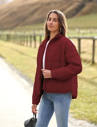 Omoone Women's Quilted Puffer Jacket Zip Up Oversized Lightweight Padded Down Coat Outerwear in Saudi Arabia