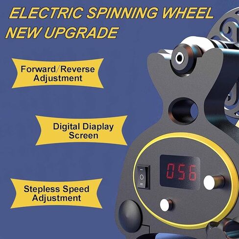 Automatic Yarn Winder with Electric Spinning Wheel, Digital Display, Foot Switch, and 3 Bobbins - Stepless Speed Control, Forward and Reverse Function for Yarn Weaving in Saudi Arabia