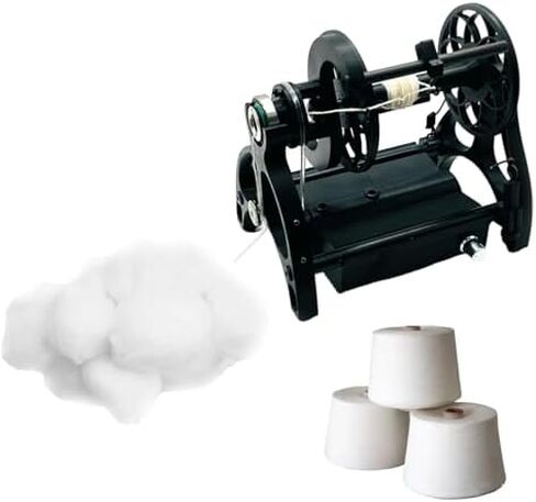 Electric Spinning Wheel for Fiber Spinning DIY Studio - Stepless Speed 12V Mini Spinning Wheel Wool with 3 Small Spools, 800RPM/min - Yarn Winding Machines,Black in Saudi Arabia