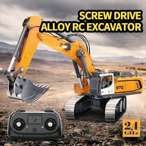 جرافة RC بمقياس 1/50 مع مجرفة معدنية، ممزق يتم التحكم فيه عن بعد، مسار معدني، ضوء وأصوات، مركبات بناء للتحكم عن بعد، نموذج سيارة هندسي 2.4 جيجا هرتز للأولاد والبالغين in Kuwait