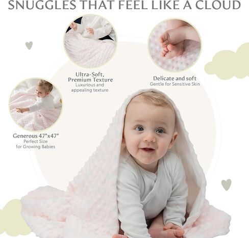 Soft Plush Baby Blanket, Blue Cloud, Baby Boy/Girl/Unisex, 47"x47", Perfect Shower & Registry Gift in Saudi Arabia